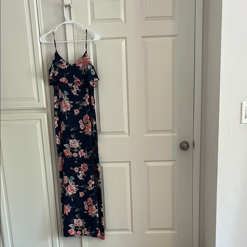 Collective Concepts Blue Pink Spaghetti Strap Maxi Dress